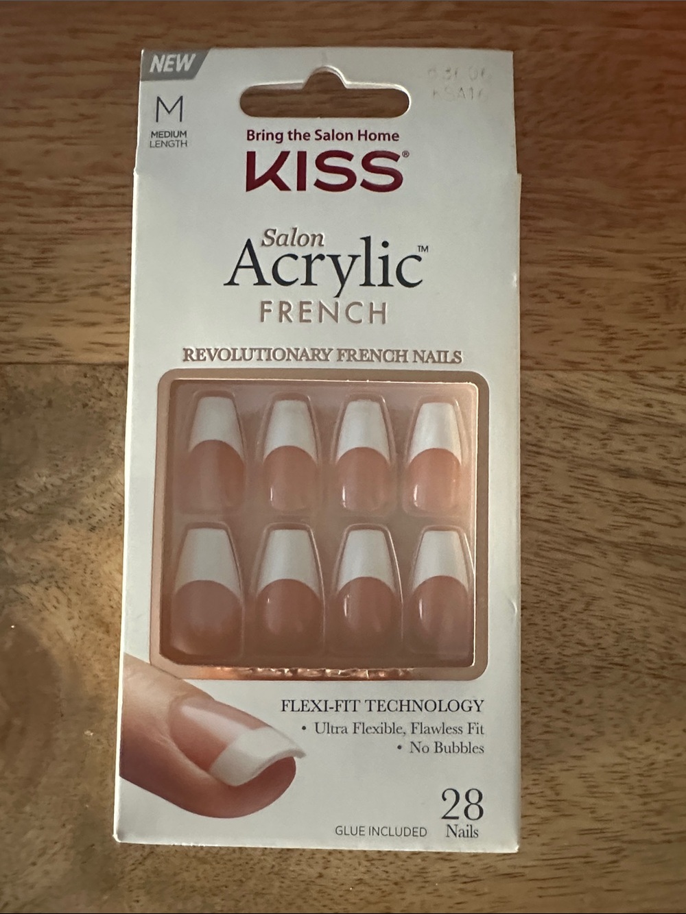 Kiss Salon Acrylic French Press-On Nails – White & Nude